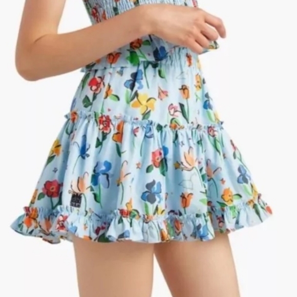 HILL HOUSE Home Of The Paz Skirt Light Blue Space Floral Size Floral Print 2xl - Picture 2 of 16